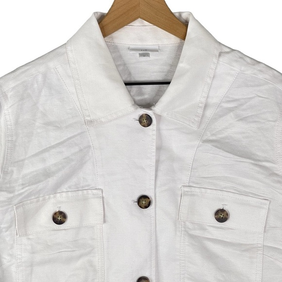 J Jill Jacket Womens XL Utility Field Camp Chore Linen Rayon Button Front Pocket - Picture 2 of 10